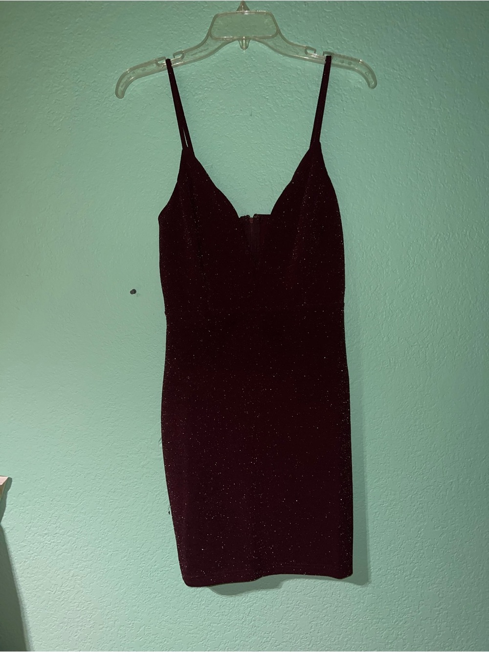 privy Deep Burgundy Sparkle Mini Dress